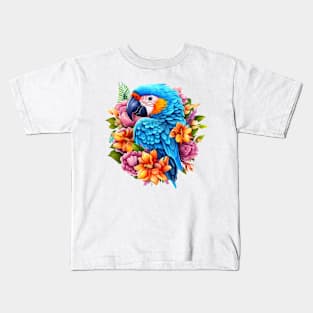 Floral Parrot Portrait #1 Kids T-Shirt